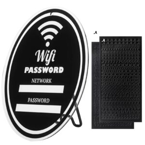 Acrylic Wifi Password Sign 8 by 6 inches Clear Wifi Sign With +600 Characters included and Stand, Guest Bedroom Decor For Home Or Business, Restaurants or Cafe Shop